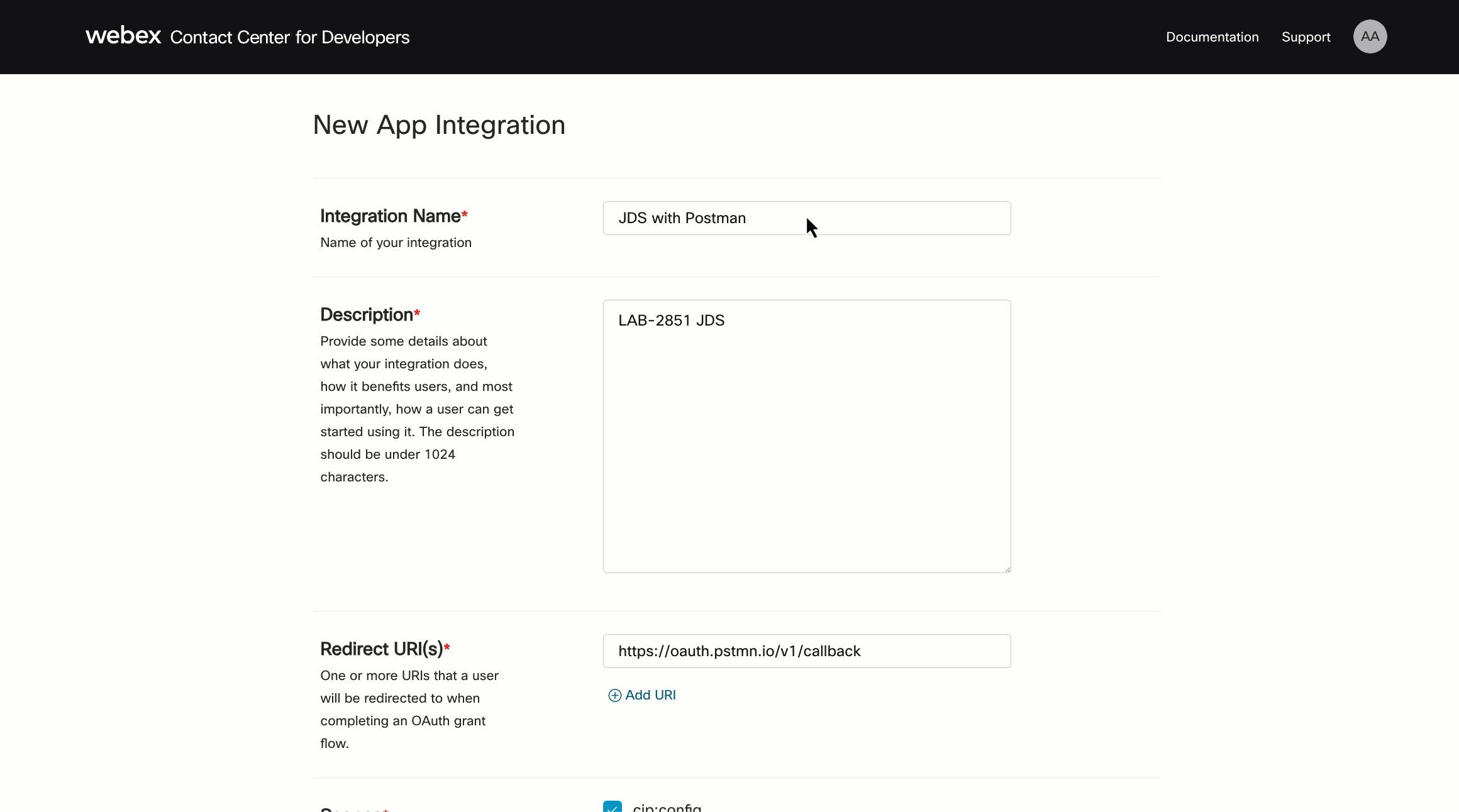 Webex App Integration