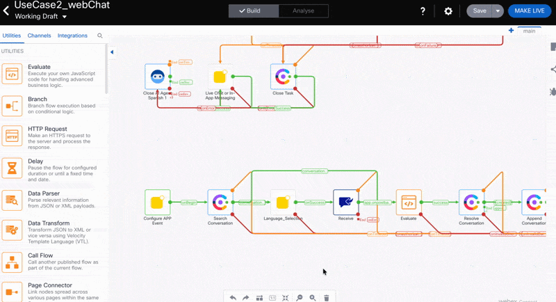 Make Live a Webex Connect Flow